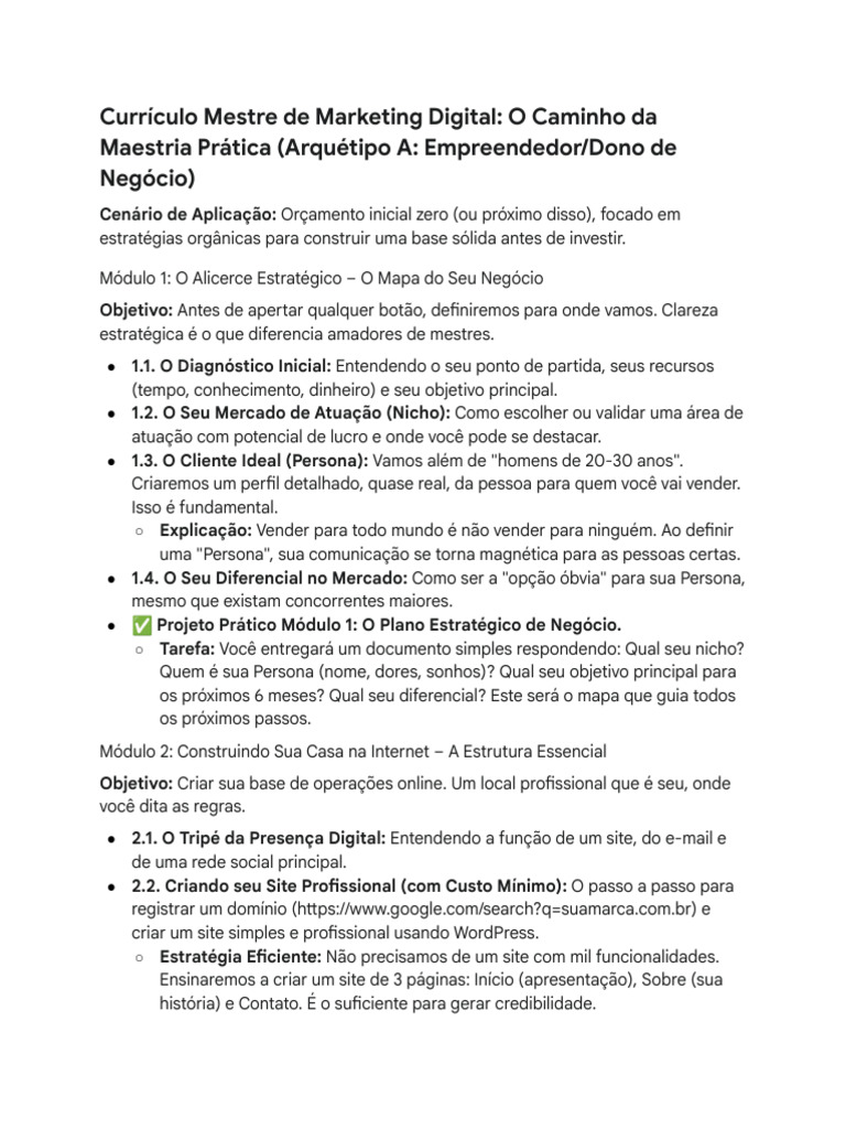 Currículo de Marketing Digital Prático | PDF | SEO | Publicidade