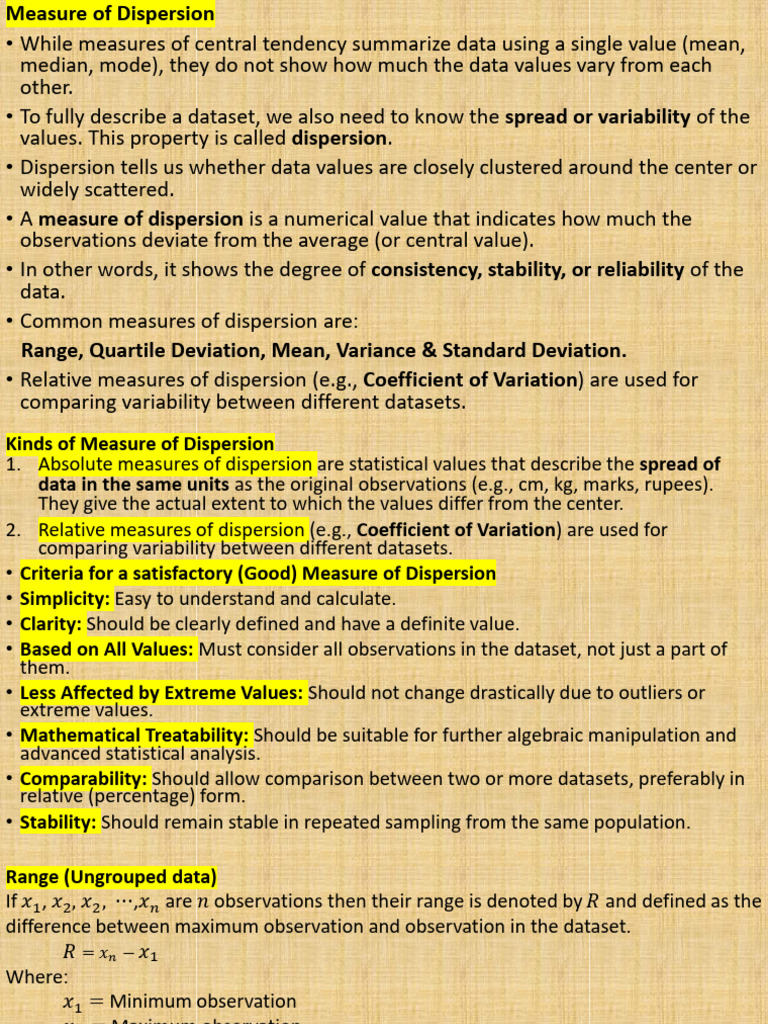 Understanding Measures of Dispersion | PDF | Variance | Standard Deviation