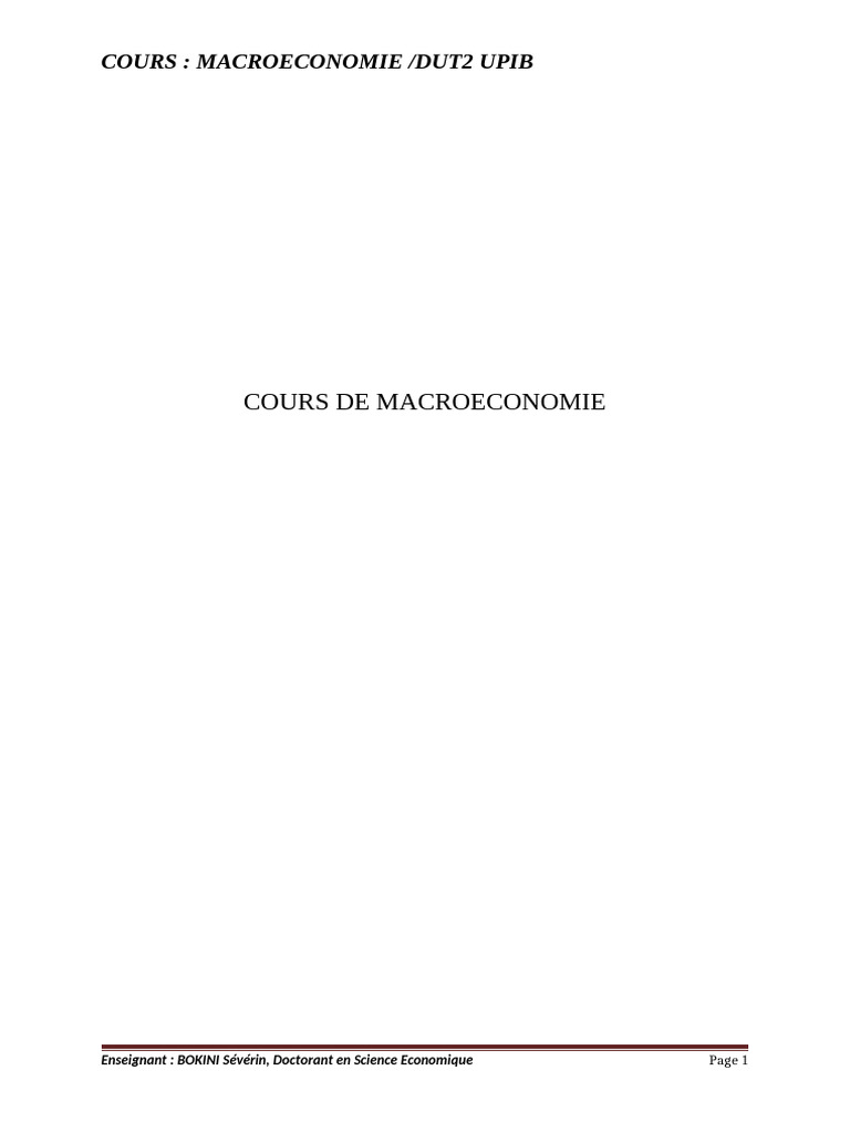 Introduction à la macroéconomie UPIB | PDF | Produit intérieur brut ...