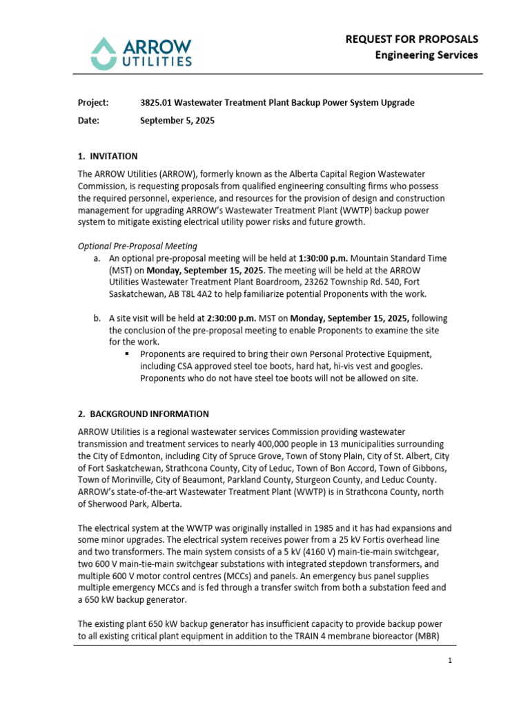 Wastewater Treatment Plant Power Upgrade RFP | PDF | Indemnity