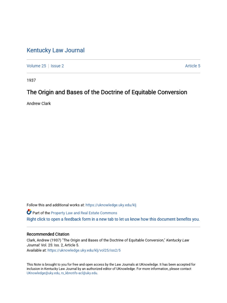 Equitable Conversion Doctrine Explained | PDF | Equity (Law) | Obiter ...