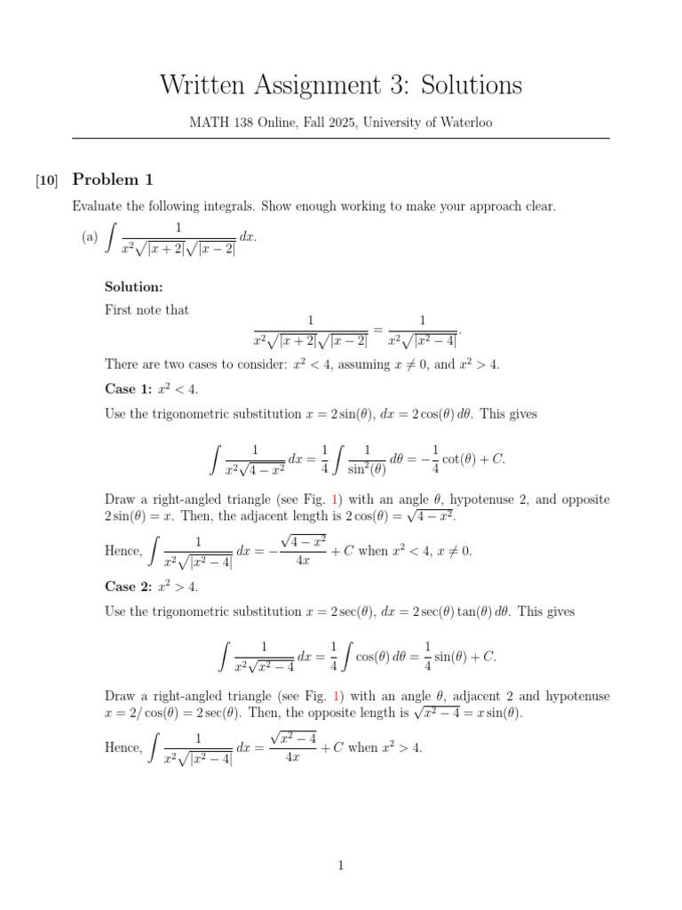MATH 138 Integral Solutions Guide | PDF | Algebra | Mathematics