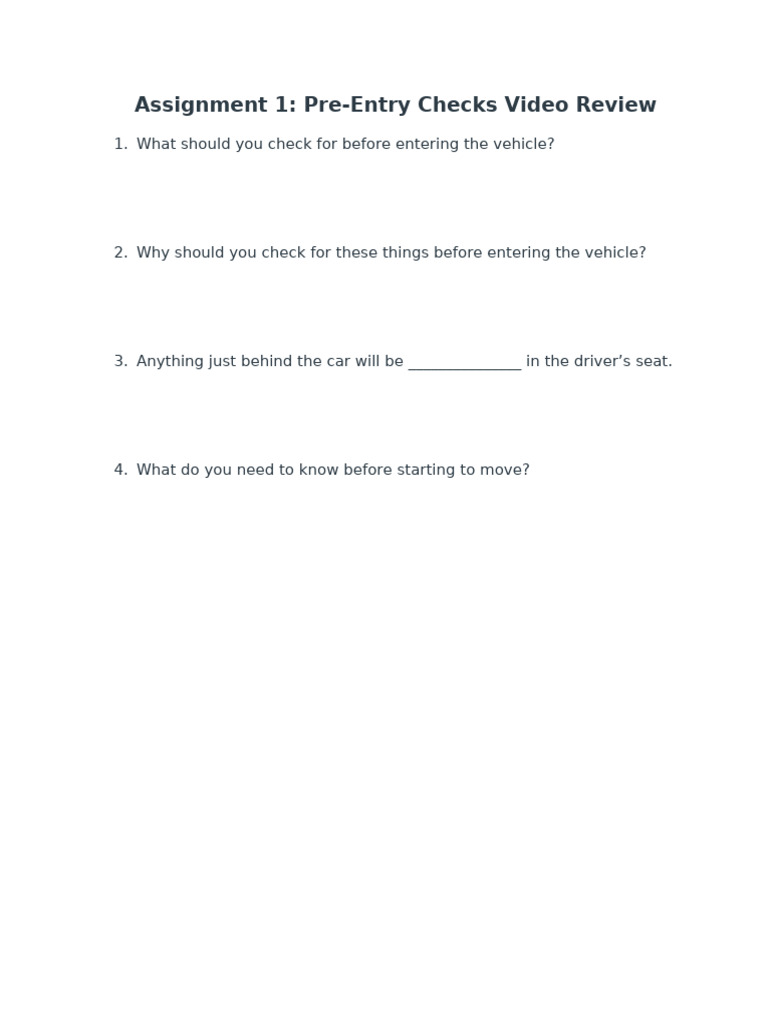 Driver's Education Module 2 Student Answer Sheet-1 | PDF | Car | Vehicles