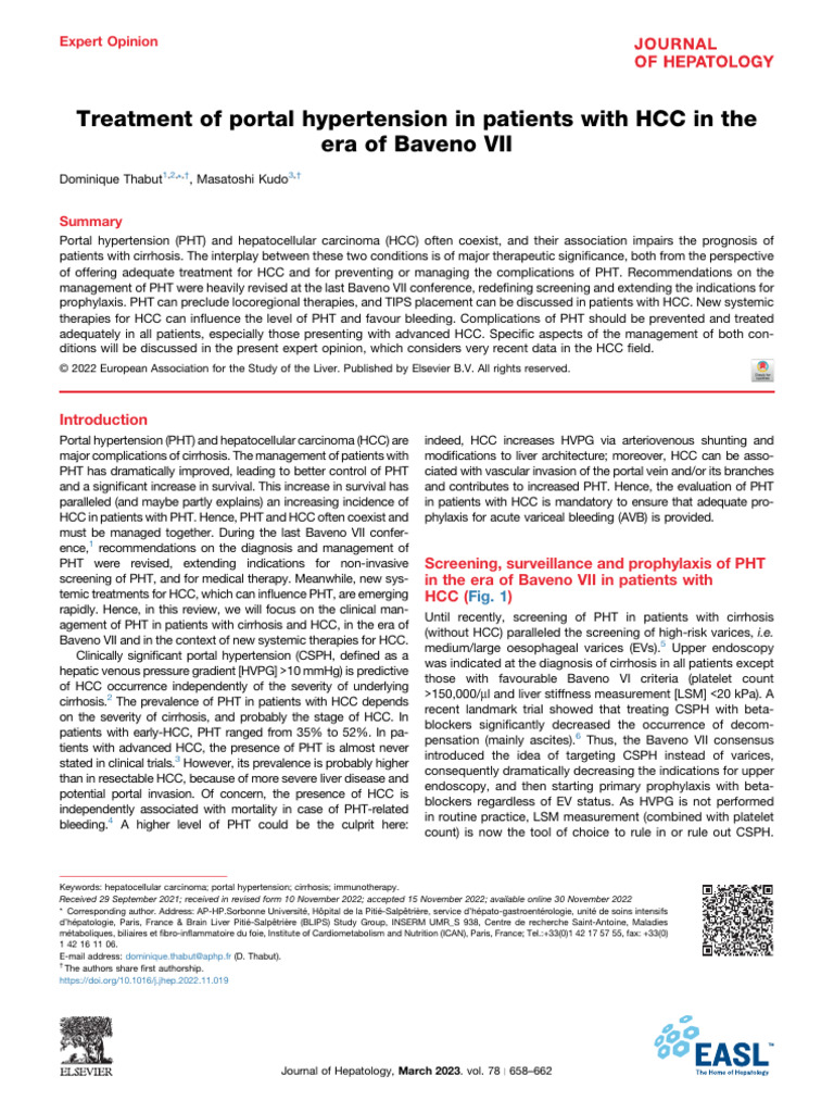 Baveno VII Portal Hypertension Management in HCC | PDF | Cirrhosis ...