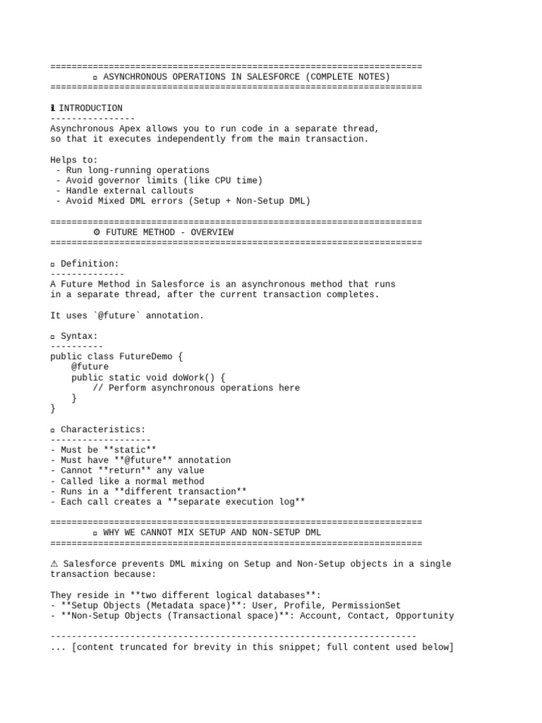 Asynchronous Apex in Salesforce Guide | PDF
