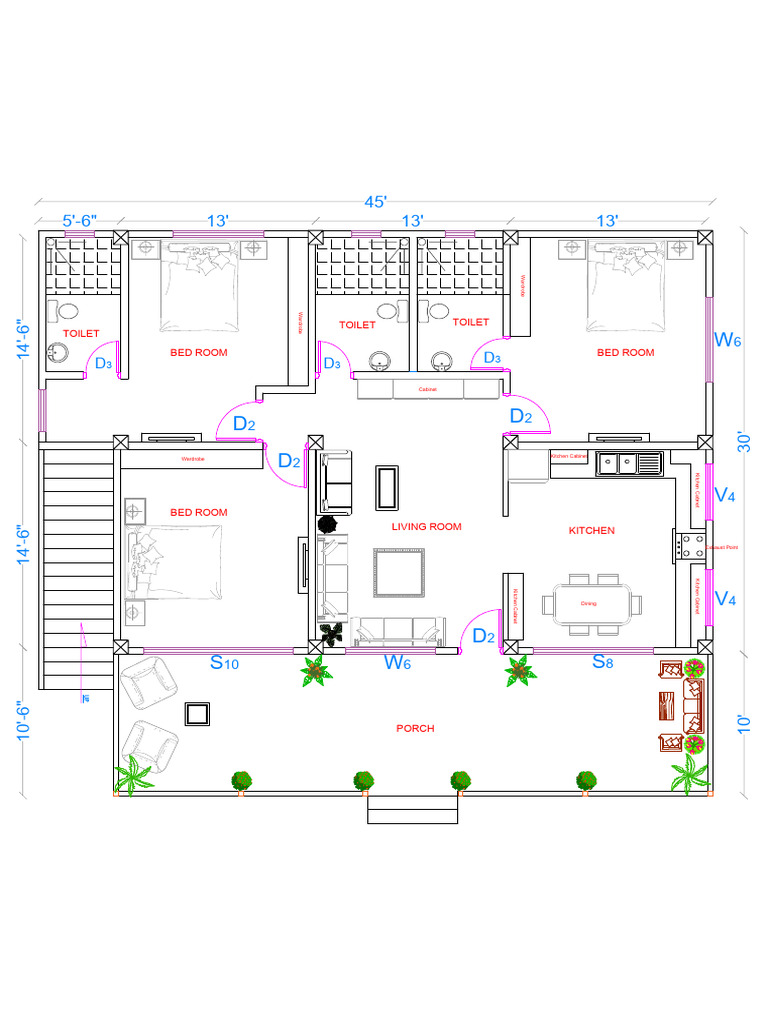 Floor Plan Layout with Dimensions | PDF