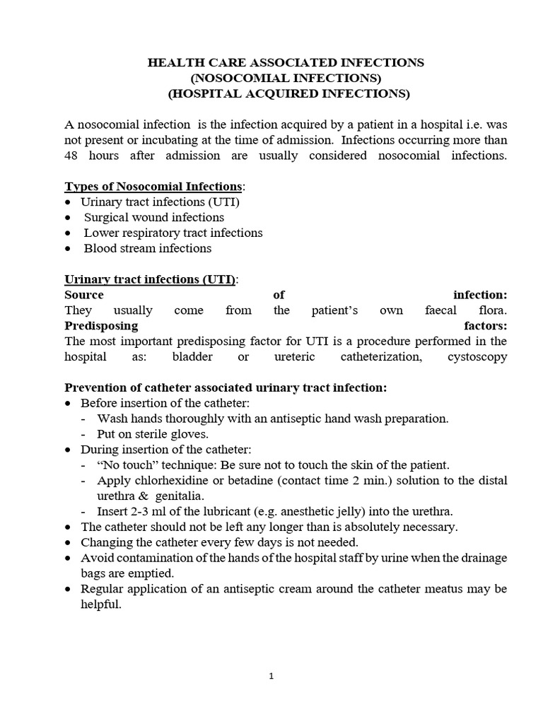 7 - Health Care Associated Infections 1 | PDF | Hand Washing | Hospital ...