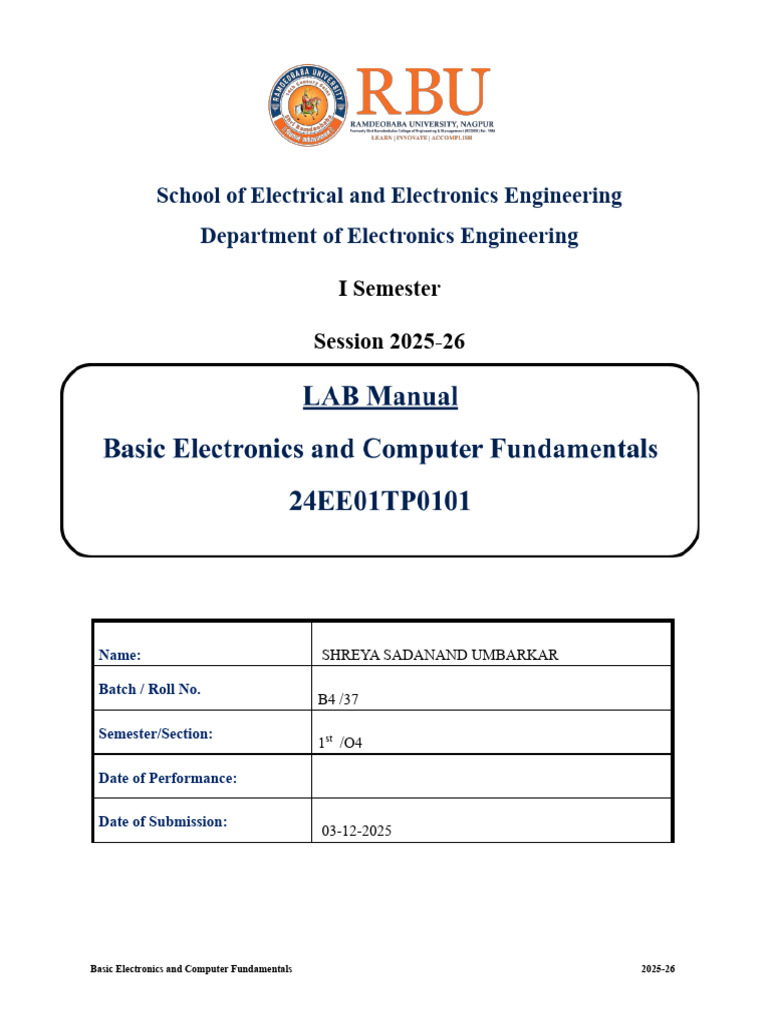 Basic Electronics Lab: Component Identification | PDF | P–N Junction ...
