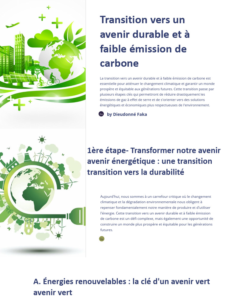 Transition vers un avenir durable et vert | PDF | Énergie renouvelable ...