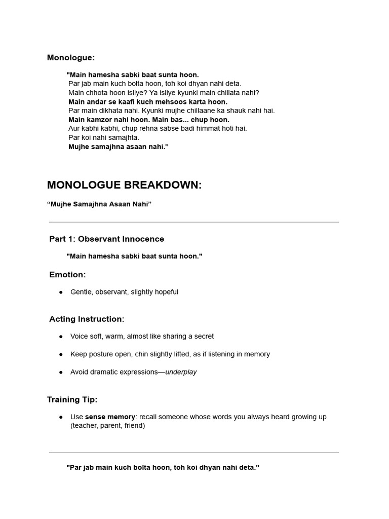Understanding Silence: A Monologue Analysis | PDF