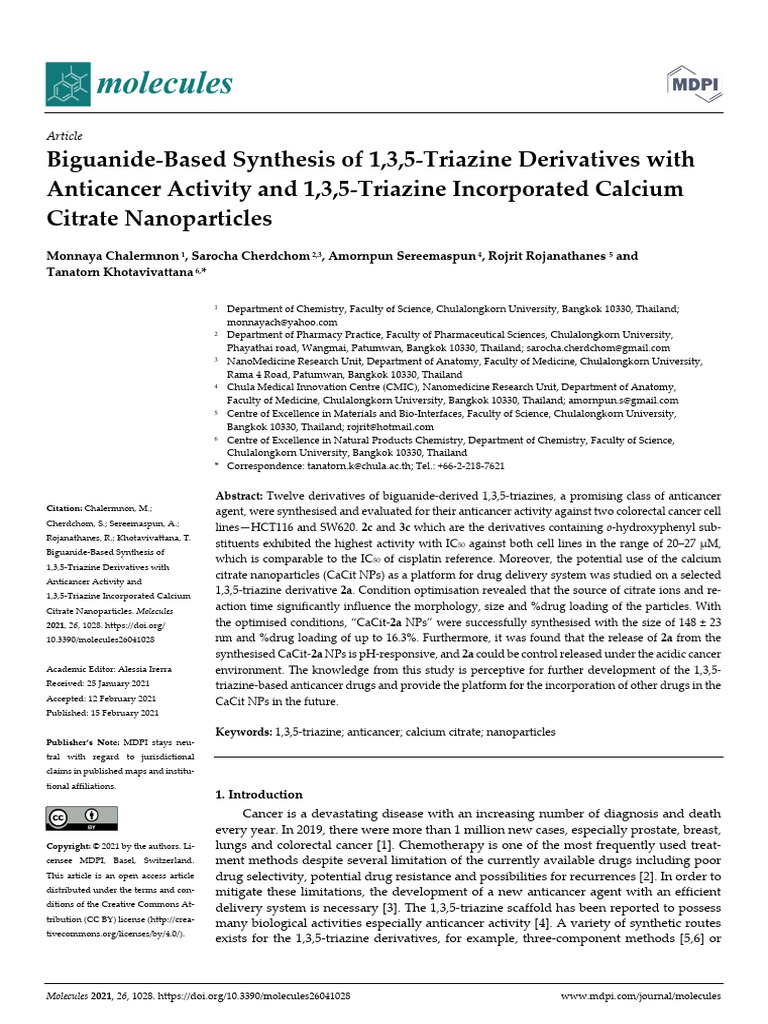 Biguanide-Based Synthesis of 135-Triazine Derivati | PDF ...