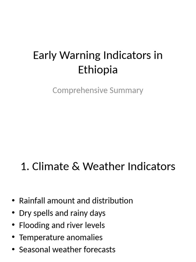 Early Warning Indicators Ethiopia | PDF