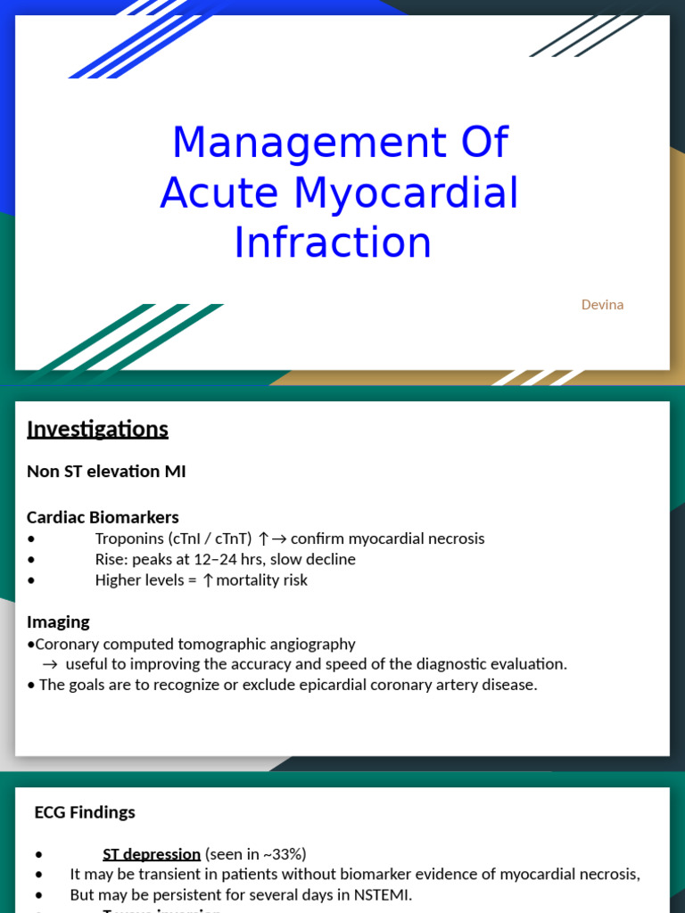 Acute Myocardial Infarction Management Guide | PDF | Myocardial ...