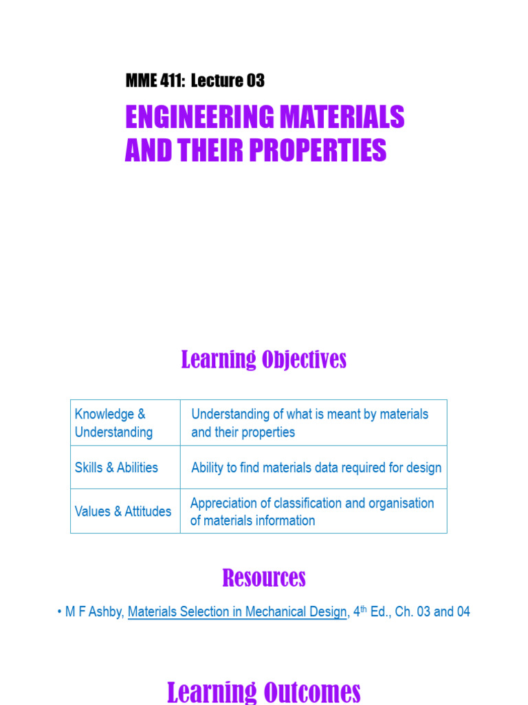 Lec 03_eng Mat & Their Prop | PDF | Metals | Ceramics