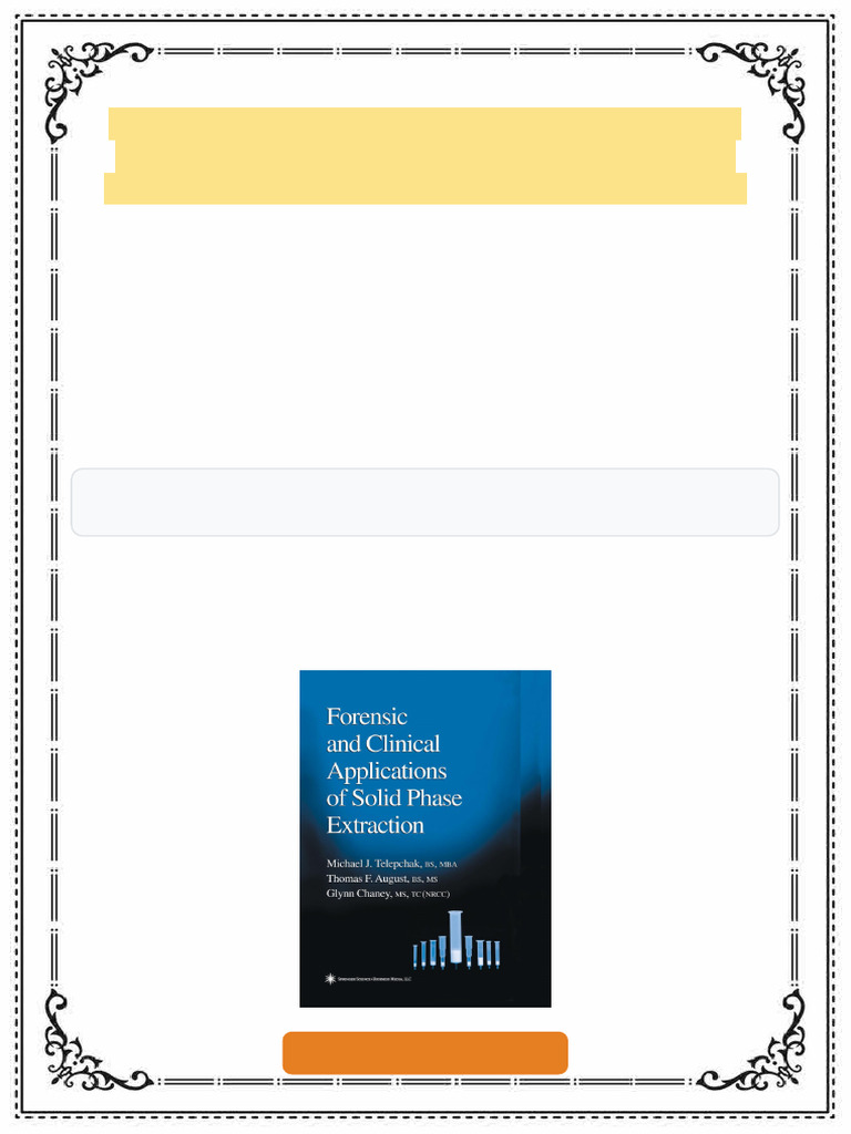 Forensic and Clinical Applications of Solid Phase Extraction 1st ...