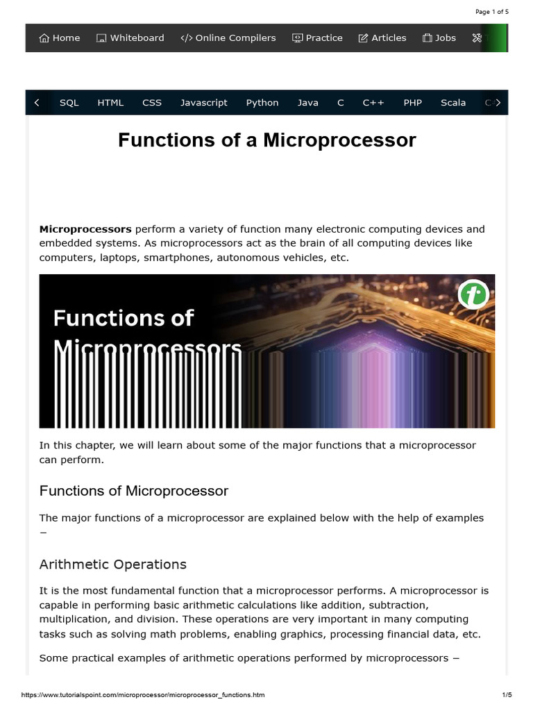 Functions of A Microprocessor | PDF | Microprocessor | Computing
