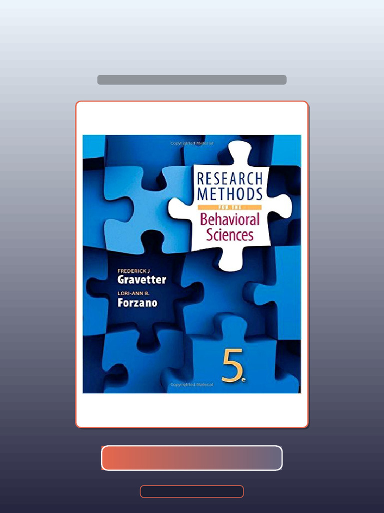 Research Methods For The Behavioral Sciences 5th Edition Frederick J ...