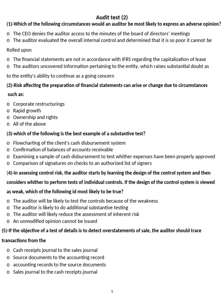 Audit test2 | PDF | Audit | Going Concern