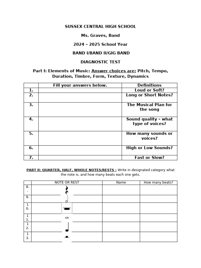Test #2 - Music Theory | PDF | Clef | Music Theory