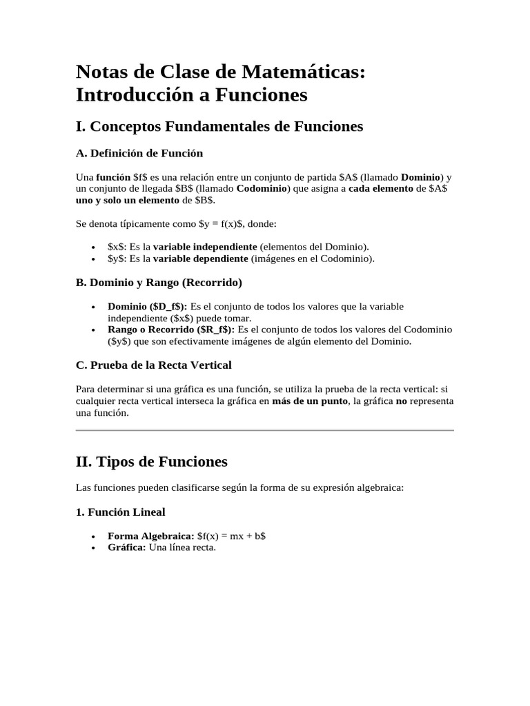 Notas de Matemáticas | PDF | Función (Matemáticas) | Relaciones matematicas