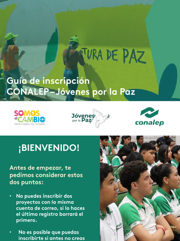Guía de Inscripción Somos El Cambio - Jóvenes Por La Paz 2025 | PDF