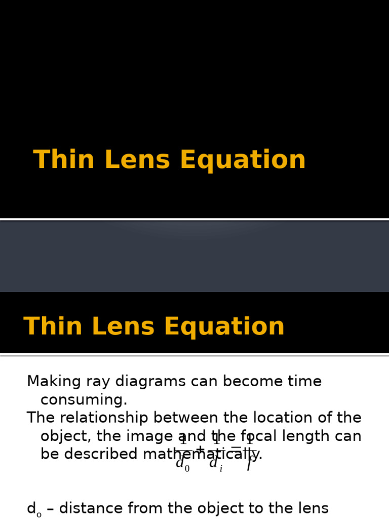 Thin Lens Equation and Applications | PDF | Optics | Light
