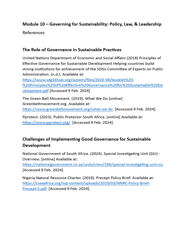 Governance for Sustainable Development | PDF | United Nations Framework ...