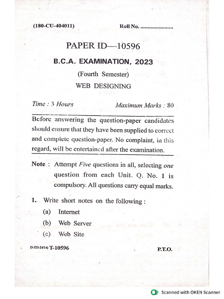 Web Designing 4th Sem 2023 Universitynotes | PDF