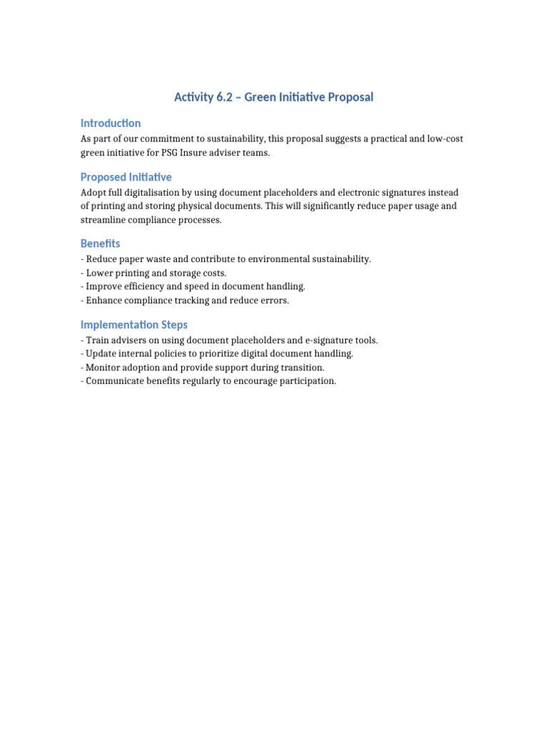 Green Initiative Proposal | PDF