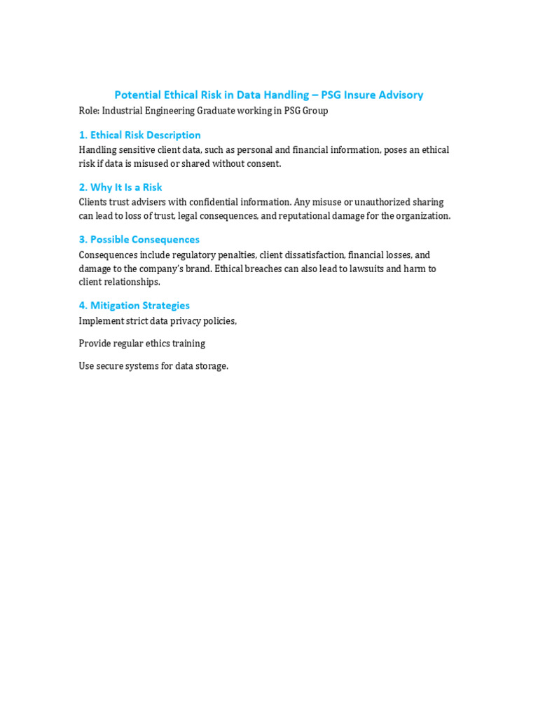 Ethical Risk Description | PDF
