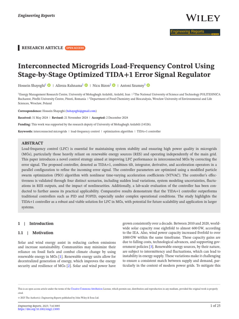Interconnected Microgrids Load-Frequency Control Using Stage-by-Stage ...
