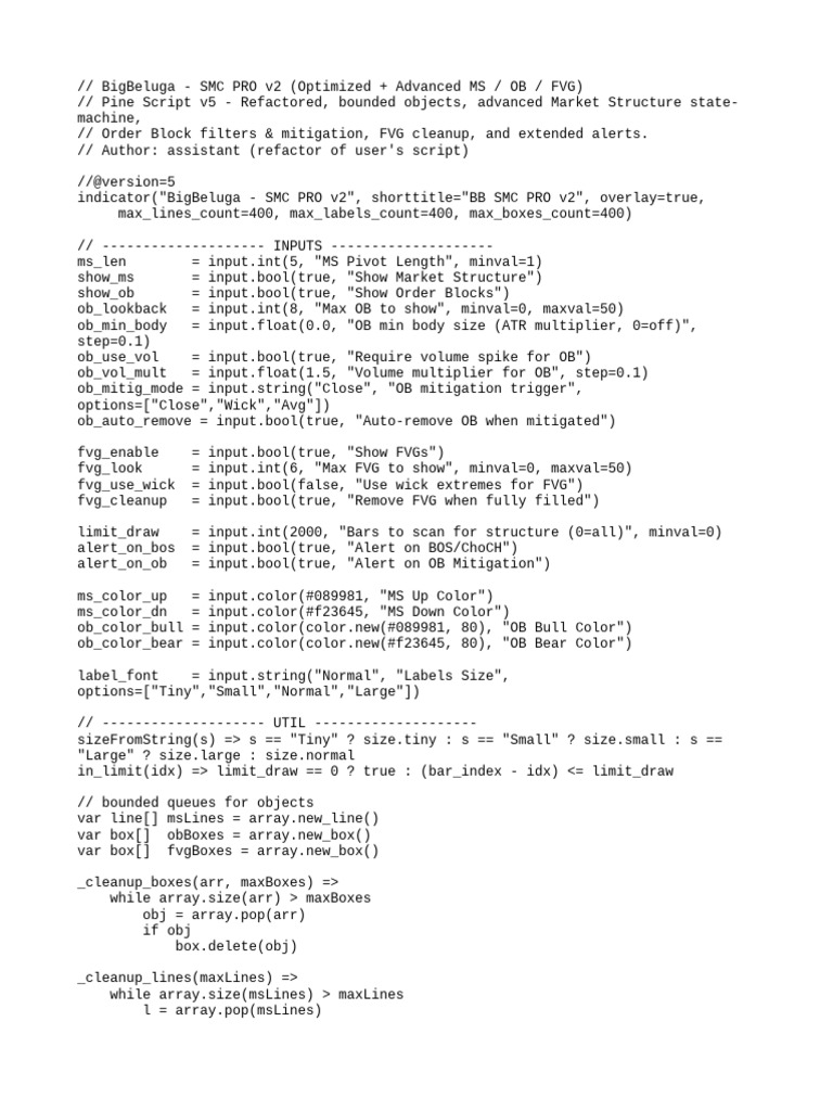 BigBeluga SMC PRO v2 Pine Script | PDF | Computing | Software Engineering