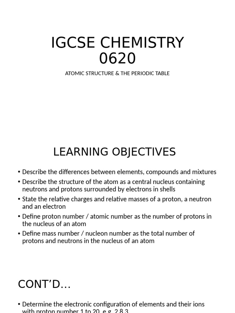 IGCSE Chemistry: Atomic Structure Guide | PDF | Atoms | Atomic Nucleus