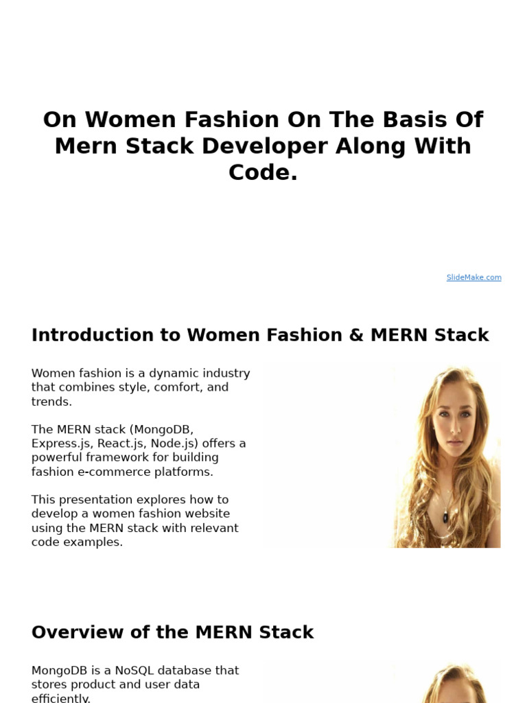 On Women Fashion On The Basis of Mern Stack Developer Along With Code ...