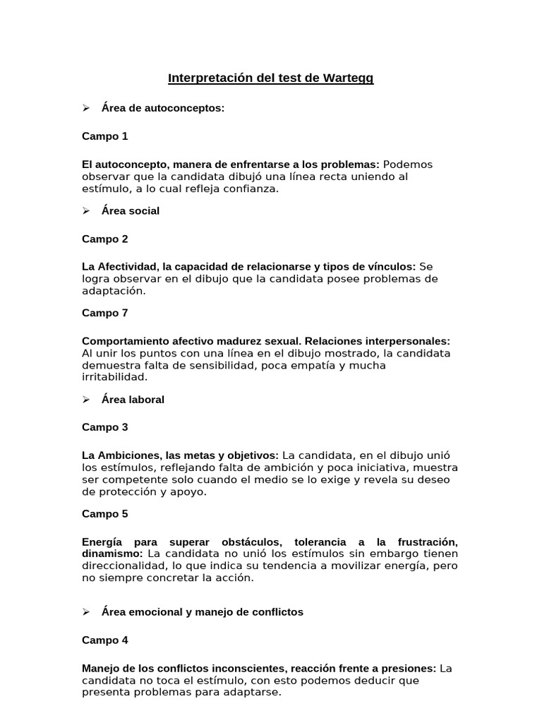 Análisis del Test de Wartegg: Interpretación | PDF