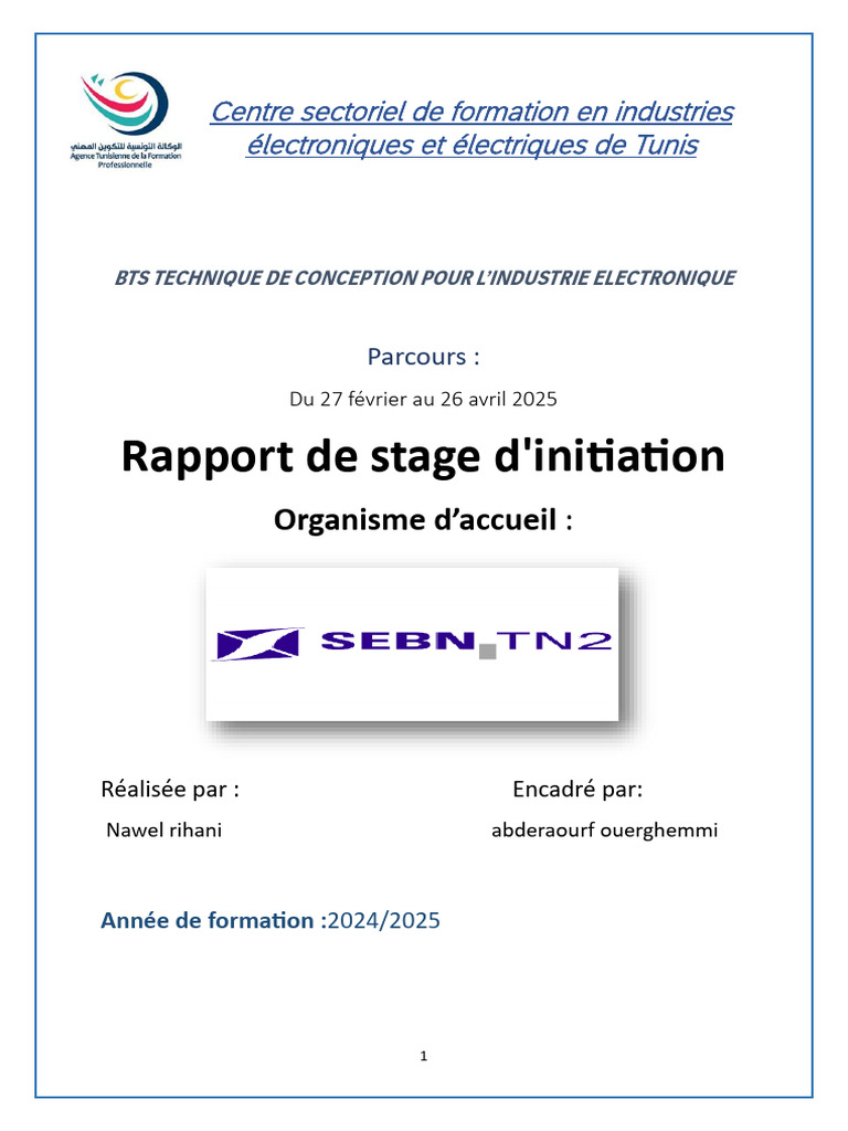 Rapport de stage à SEBN-TN2 2025 | PDF | Soudage | Construction