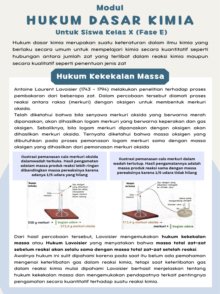 Bahan Ajar Hukum Dasar Kimia | PDF