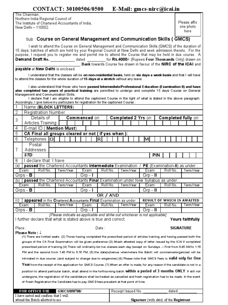 Gmcs Form New PDF Test (Assessment) Government Information