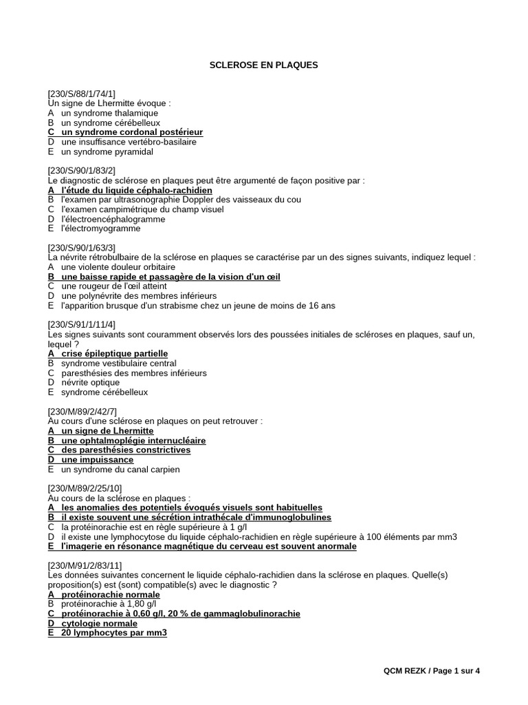 Diagnostic et symptômes de la sclérose en plaques PDF Sclérose en — free download