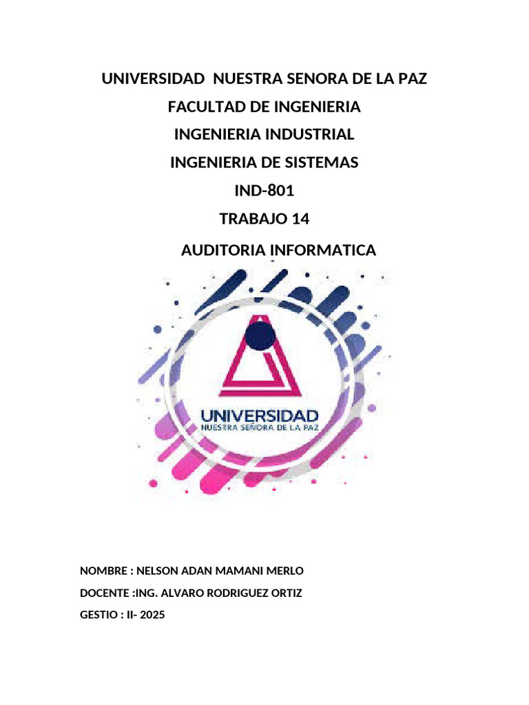Trabajo 14 Auditoria Informatica | PDF | Seguridad | La seguridad ...