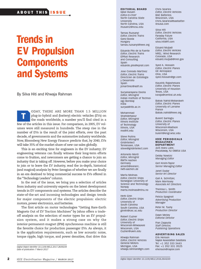Trends in EV Propulsion Technologies | PDF | Electric Vehicle | Voltage