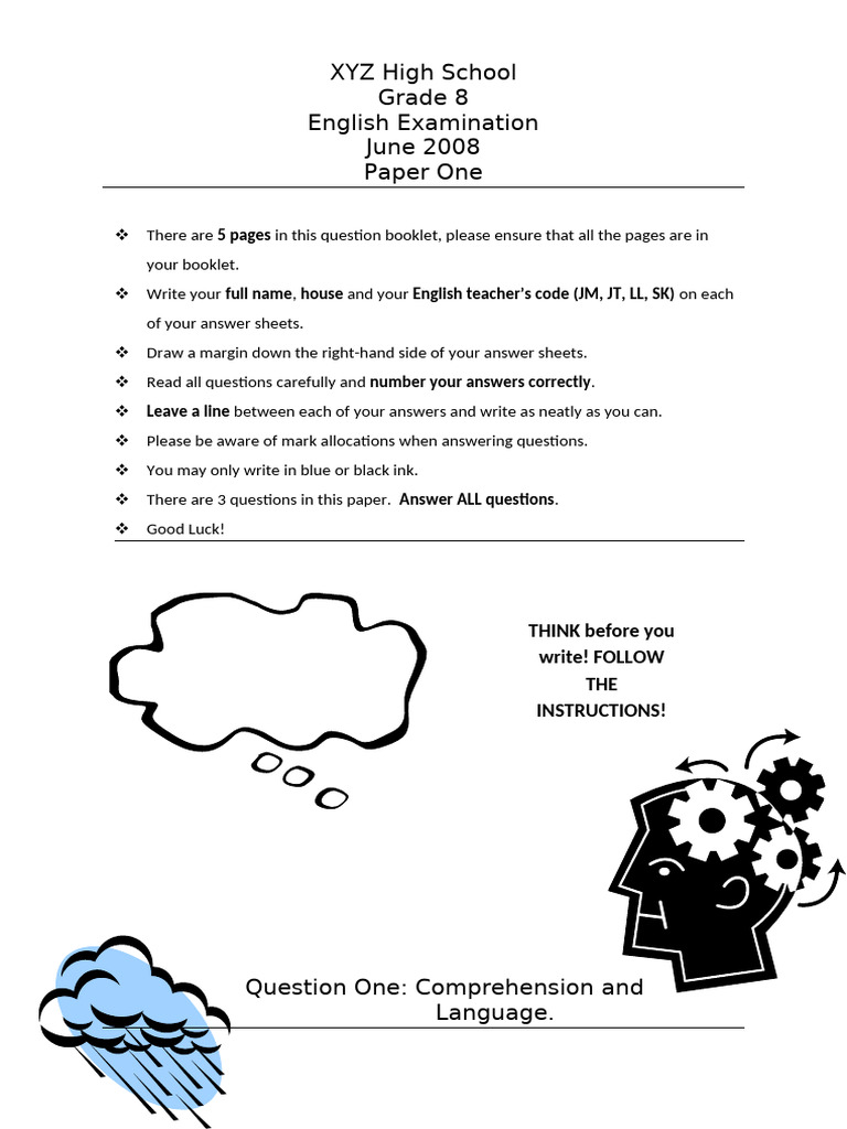 Grade 8 June 2008 Paper 1 | PDF