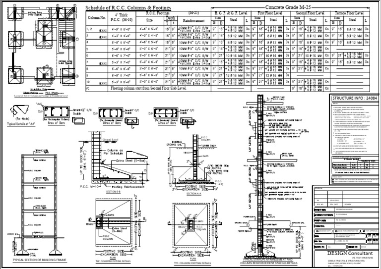 RCC Column and Footing Details Guide | PDF | Concrete | Column
