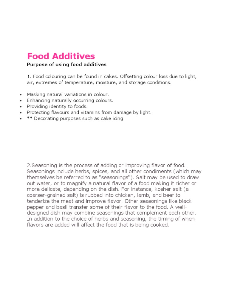 Food Additives PDF Seasoning Foods