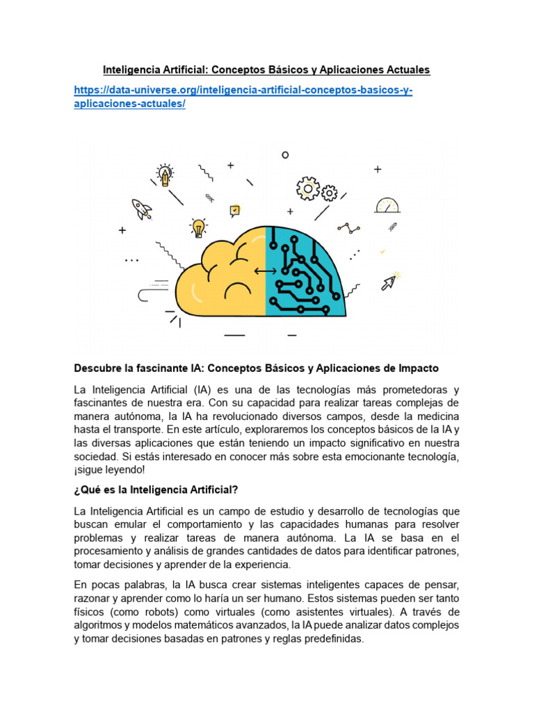 Conceptos y Aplicaciones de IA | PDF | Inteligencia artificial ...