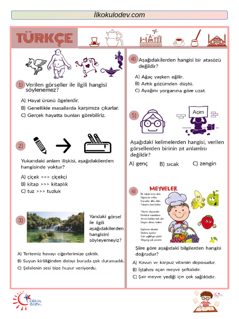 Türkçe Test 3.sınıf 1 | PDF