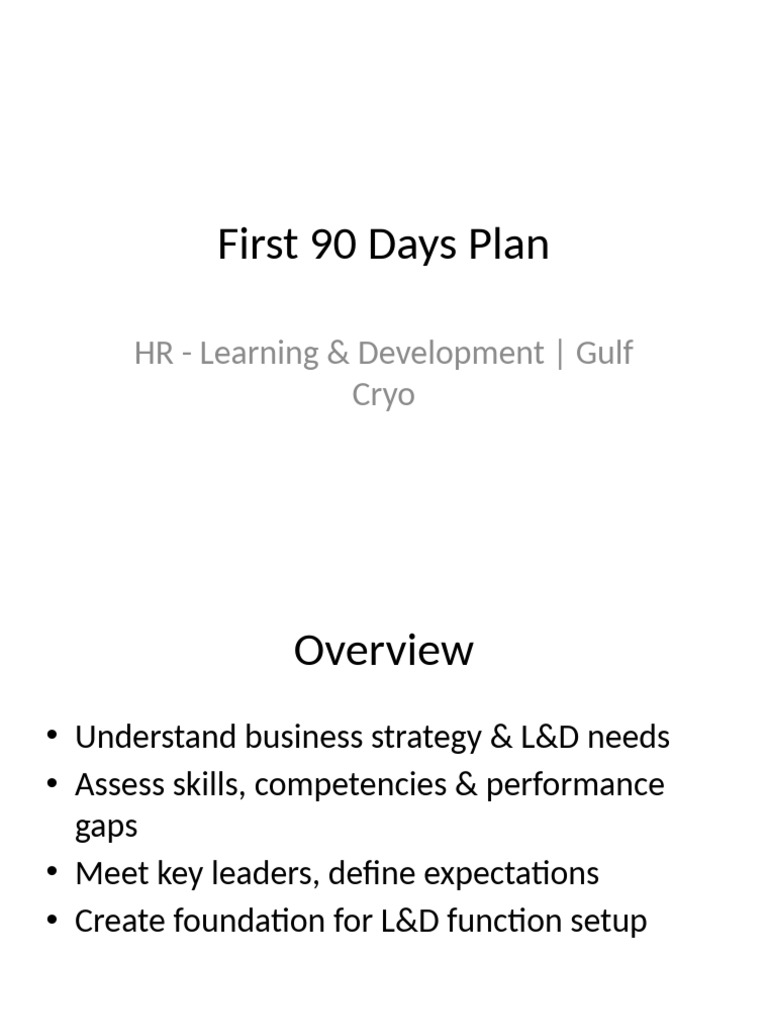 90 Day Plan LD GulfCryo Detailed | PDF