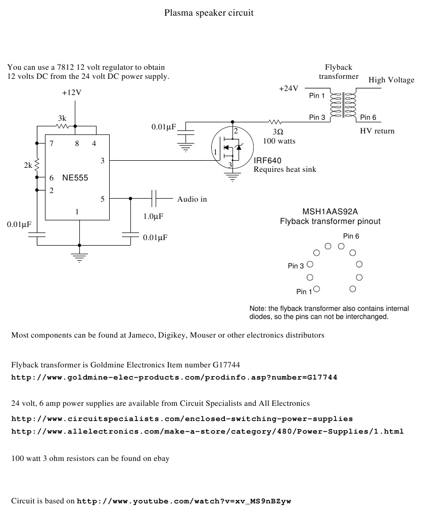 Plasma Speaker Circuit | PDF