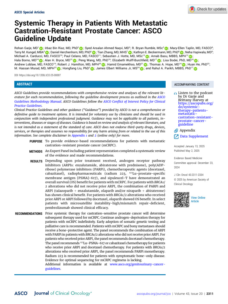 Garje Et Al 2025 Systemic Therapy in Patients With Metastatic ...