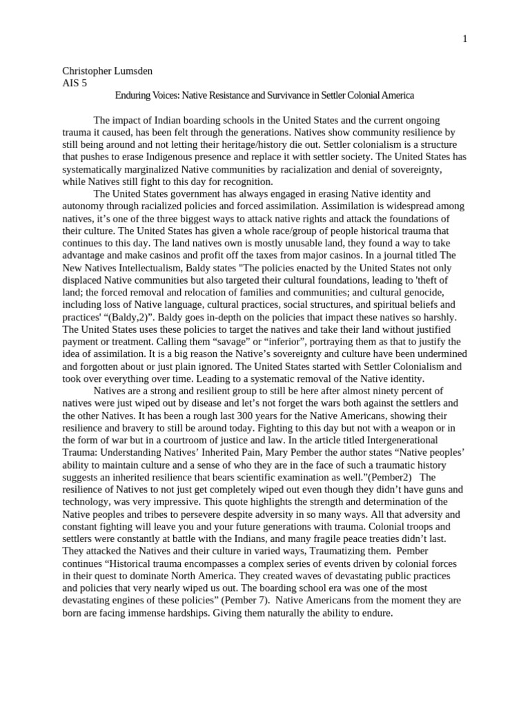 Native American Resilience Against Colonialism | PDF | Native Americans ...